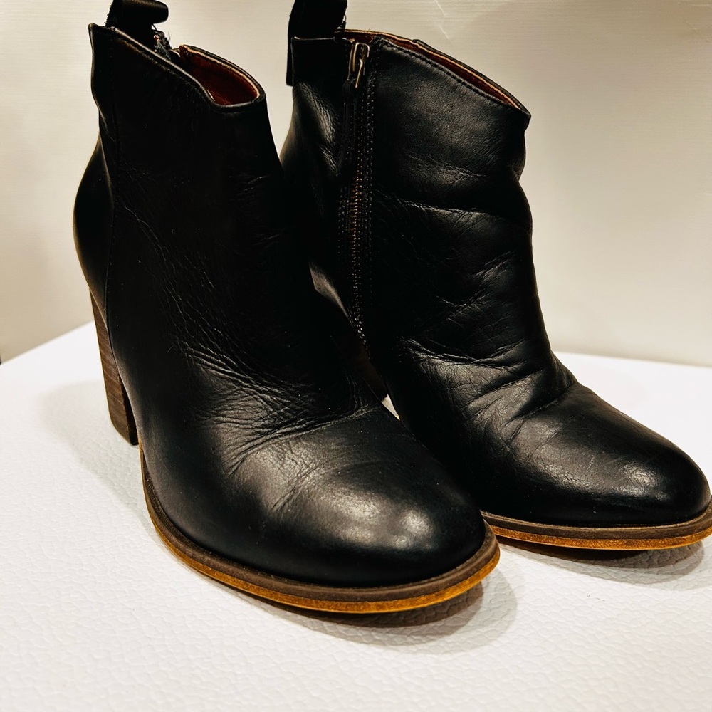 BP Black Leather Ankle Booties